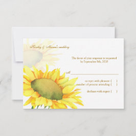 Yellow Sunflower Wedding RSVP Card Karte
