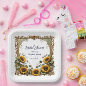 Yellow sunflower with art frame bridal shower pappteller (Party)