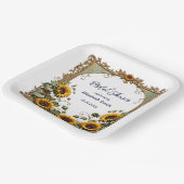 Yellow sunflower with art frame bridal shower pappteller (Gewinkelt)