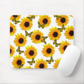 Yellow Sunflowers And Butterflies, Mousepad (Mit Mouse)
