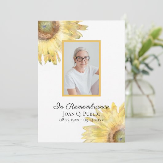 Yellow Sunflowers Beerdigungsdienst Programm (Stehend Vorderseite)