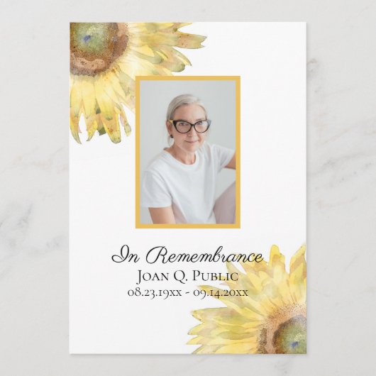 Yellow Sunflowers Beerdigungsdienst Programm (Vorderseite)