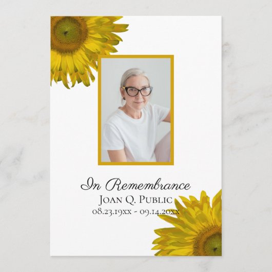 Yellow Sunflowers Beerdigungsdienst Programm (Vorderseite)