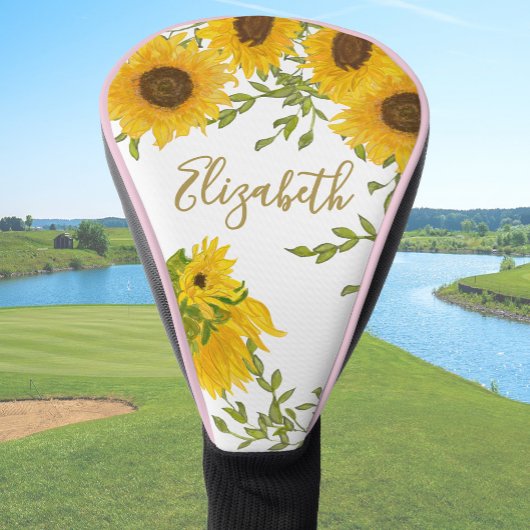 Yellow Sunflowers Floral custom name ladies  Golf Headcover