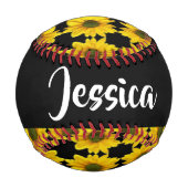 Yellow sunflowers on black baseball (Vorderseite)