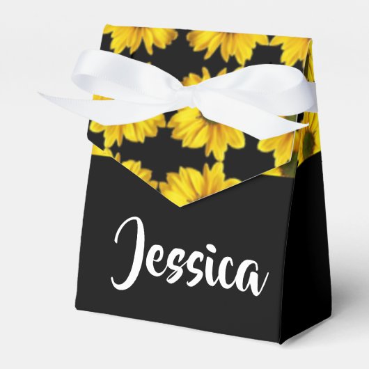 Yellow sunflowers on black geschenkschachtel (Vorderseite)