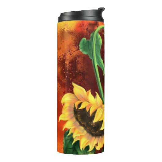Yellow Sunflowers Thermal Tumbler Thermosbecher (Nach links gedreht)