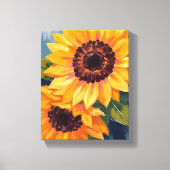 Yellow Sunflowers | Watercolor Floral Painting Leinwanddruck (Vorderseite)