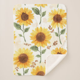 Yellow Sunflowers Watercolor Floral Whimsical Sherpadecke