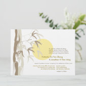 Yellow Sunrise Bamboo Garden Zen Asian Wedding Einladung (Stehend Vorderseite)