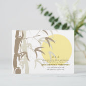 Yellow Sunrise Bamboo Zen Hochzeitsempfang Einladung (Stehend Vorderseite)