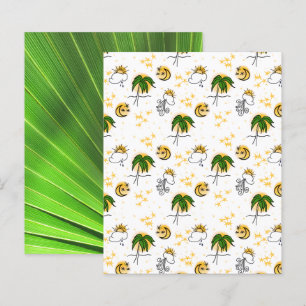 Yellow Suns Stars Moon Green Palm