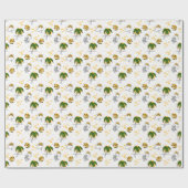 Yellow Suns Stars Moon Green Palm Scrapbook Paper Geschenkpapier (Flach)
