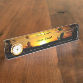 Yellow Sunset Grasswiese Namplate Namensplakette (Seite)