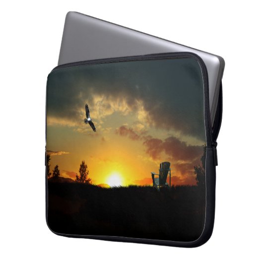 Yellow Sunset Grassy Meadow Electronics Bag Laptopschutzhülle (Vorderseite Links)