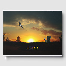 Yellow Sunset Grassy Meadow Gast Book Gästebuch