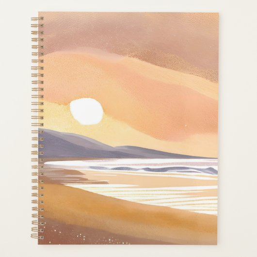 Yellow Sunset Shore | Watercolor Airy Painting Planer (Vorderseite)
