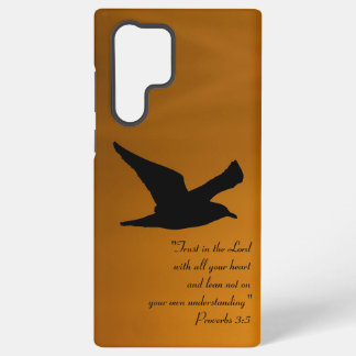 Yellow Sunset Sky Bird in Flight Faith Bible Verse Samsung Galaxy Hülle
