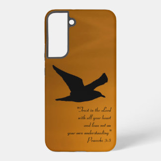 Yellow Sunset Sky Bird in Flight Faith Bible Verse Samsung Galaxy Hülle