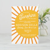 Yellow Sunshine Baby Dusche Einladung (Stehend Vorderseite)