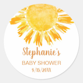 Yellow Sunshine Baby Dusche Runder Aufkleber