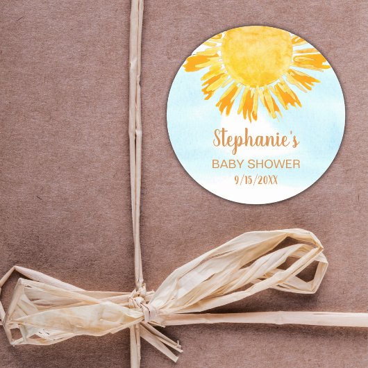 Yellow Sunshine Baby Dusche Runder Aufkleber