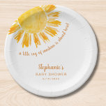Yellow Sunshine Boho Babydusche Pappteller<br><div class="desc">Diese Babyduschpapier-Teller sind mit dem Text "Ein kleiner Sonnenstrahl ist fast hier!" mit einer Aquarellgelben Sonne versehen. Ideal für eine geschlechtsneutrale Babydusche. Einfach anpassbar. Ändern Sie mithilfe des Entwurfstools die Textgröße, den Stil oder die Farbe. Weil wir unsere Kunstwerke erstellen, werden Sie dieses exakte Bild von anderen Designern nicht finden....</div>