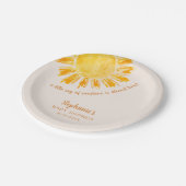 Yellow Sunshine Boho Babydusche Pappteller (Schrägansicht)