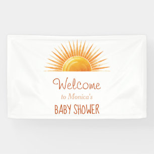 Yellow Sunshine Retro Watercolor Babydusche Banner