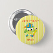 Yellow Super Student Owl Belohnung Button (Vorne & Hinten)