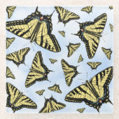 Yellow Swallowtail Butterflies Blue Sky Custom Glasuntersetzer (Vorderseite)