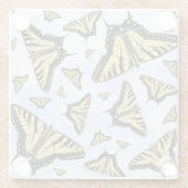 Yellow Swallowtail Butterflies Blue Sky Custom Glasuntersetzer (Rückseite)
