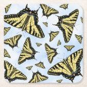 Yellow Swallowtail Butterflies Blue Sky Custom Rechteckiger Pappuntersetzer (Vorderseite)