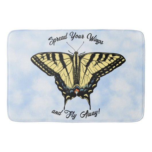 Yellow Swallowtail Butterfly Blue Sky Personalized Badematte (Vorderseite)