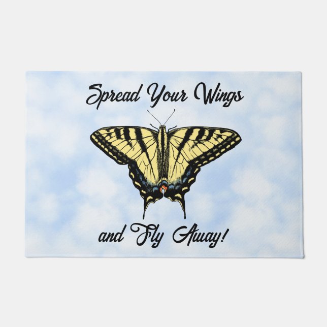 Yellow Swallowtail Butterfly Blue Sky Personalized Fußmatte (Vorderseite)