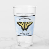 Yellow Swallowtail Butterfly Blue Sky Personalized Glas (Rückseite)