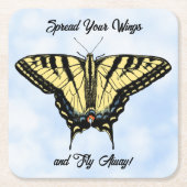 Yellow Swallowtail Butterfly Blue Sky Personalized Rechteckiger Pappuntersetzer (Vorderseite)