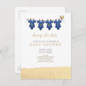 Yellow Swash Kleidung Baby Dusche ändern Datum Ankündigungspostkarte (Vorne/Hinten)