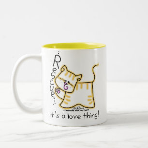 Yellow Tabby Rescue ...es ist eine Liebe Sache! Zweifarbige Tasse