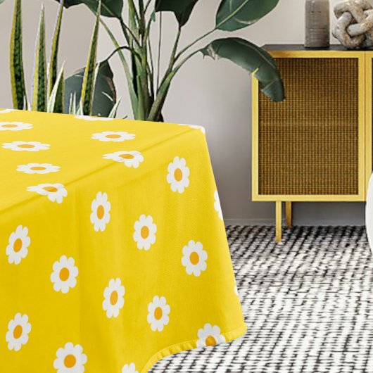 Yellow tablecloth with daisies  tischdecke