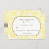 Yellow Tan Damask UAWG Wedding Card RSVP Karte (Vorne/Hinten)