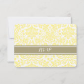 Yellow Tan Damask UAWG Wedding Card RSVP Karte (Rückseite)