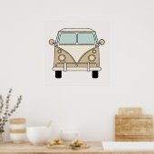 Yellow Tan Vintag Retro Camper Van Bus Poster (Küche)