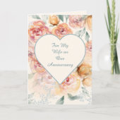 Yellow, Tangerine and Cream Roses Anniversary Card Feiertagskarte (Vorderseite)