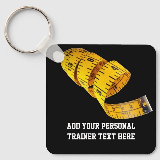 Yellow Tape Measure Personal Trainer Weight Schlüsselanhänger (Vorderseite)