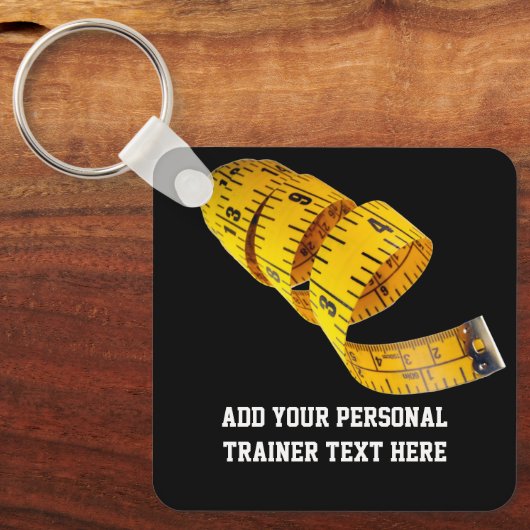 Yellow Tape Measure Personal Trainer Weight Schlüsselanhänger (Vorderseite)