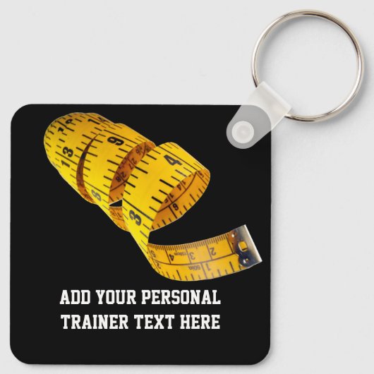 Yellow Tape Measure Personal Trainer Weight Schlüsselanhänger (Rückseite)