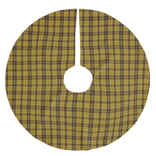 Yellow Tartan Brushed Polyester Tree Skirt Polyester Weihnachtsbaumdecke (Vorderseite)