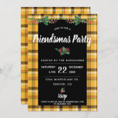 Yellow Tartan Kariert Friendsmas Party Einladung (Vorne/Hinten)