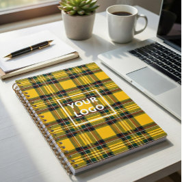 Yellow Tartan Notebook Custom Logo Plaid Pattern  Notizblock
